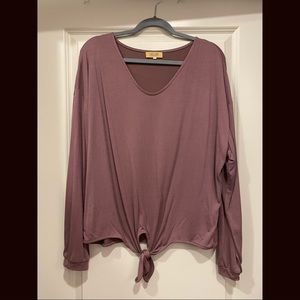 XL Piko Long Sleeve Tie Top Purple/Mauve